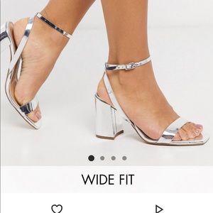 ASOS wide fit silver block heeled sandals